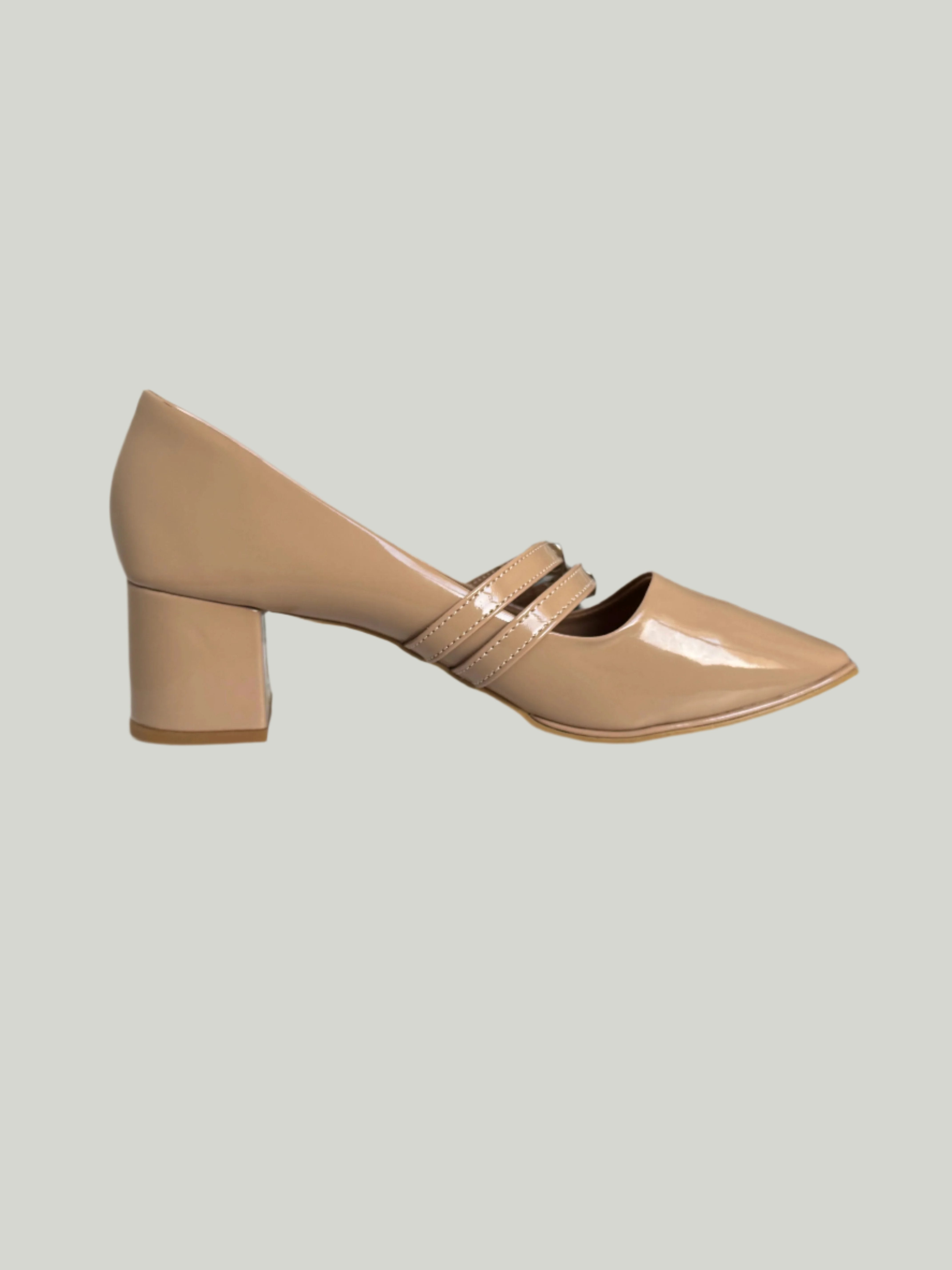 MARY JANES BEIGE - BLOCK HEELS