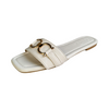 WHITE BUCKLE SLIDES