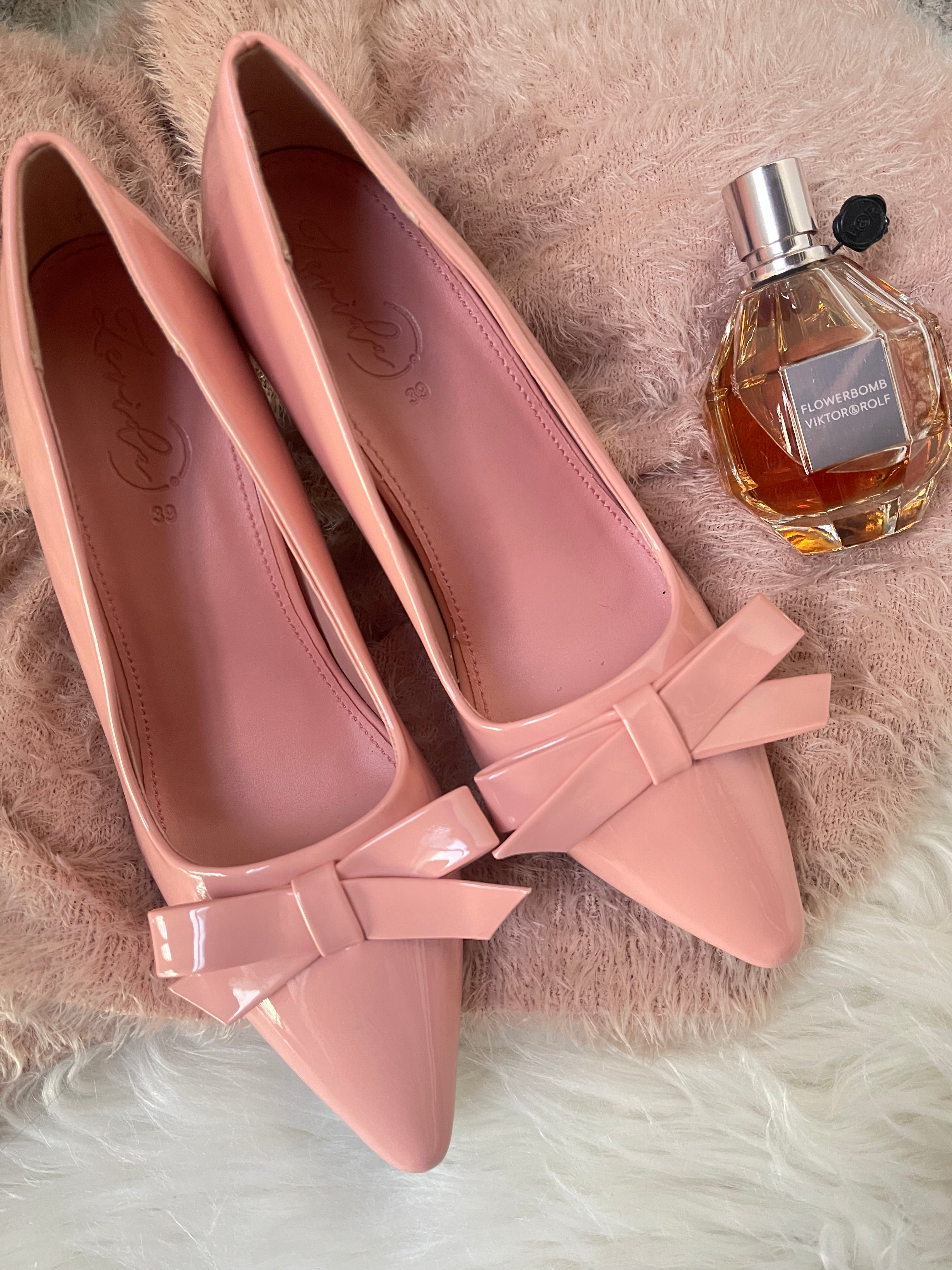 PINK COURT BOW HEELS