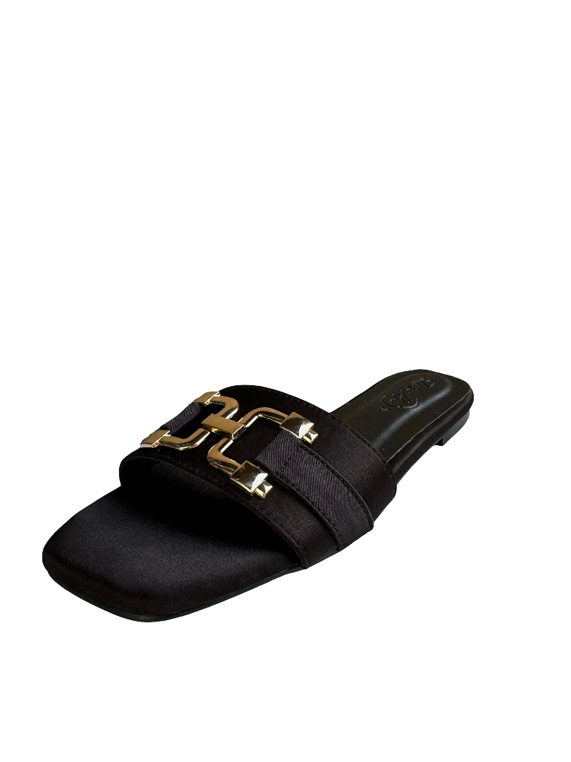 BLACK BUCKLE SLIDES